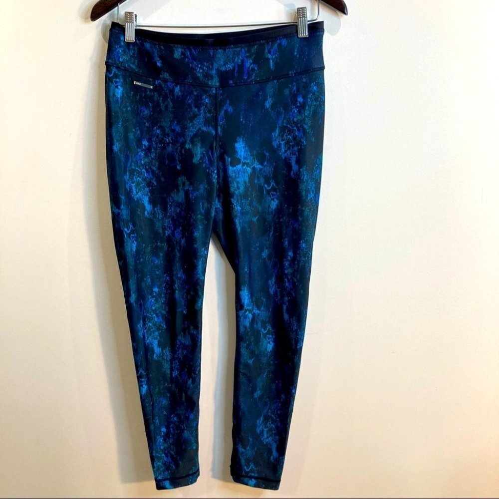 LOLE Sz M Splatter Pattern Floral Inspired 7/8 Length Leggings Card Key Pocket